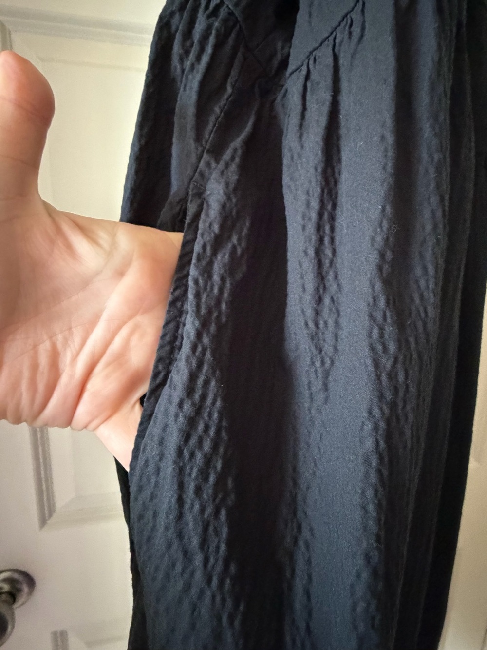 Seersucker Black Spaghetti Strap Dress - Picture 4 of 7